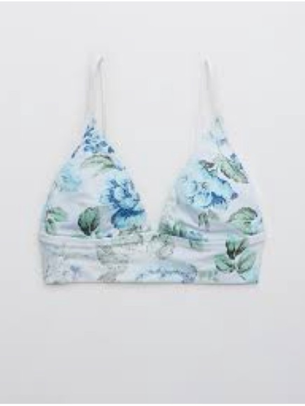 aerie Floral Triangle Bralette - Blue & Green on White Base